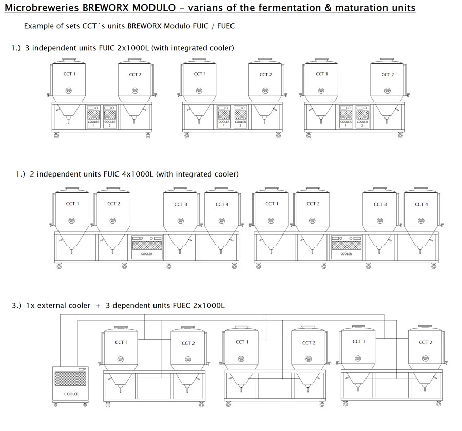 Variants of fermentation Units Breworx Modulo
