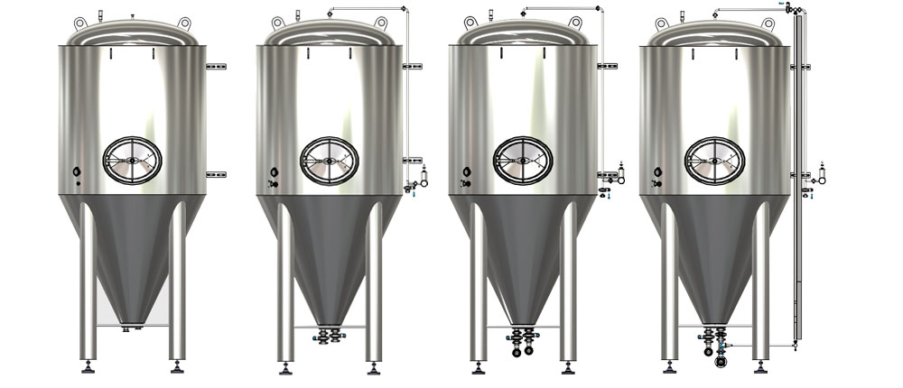 Cylindrically-conical fermentation tanks with a modular design