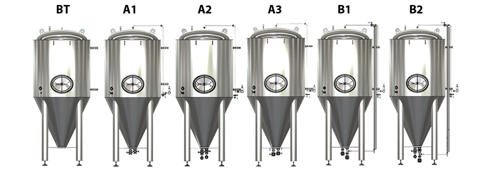 CCT M modular cylindrical conical tanks allsets marked 1000x350 - CCT-M | Modular cylindrically-conical tanks (modular beer fermentors)