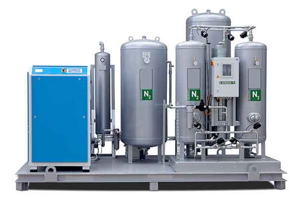 Nitrogen generators for the production of pressured nitrogen gas